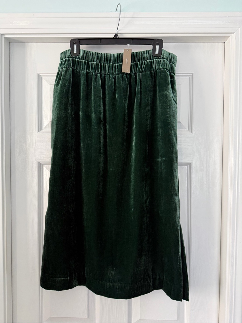 J. Crew Forest Green Velvet Midi Skirt - Large